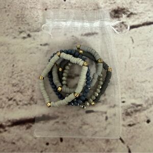 Set of Five Beaded Stretch Elastic Bracelets